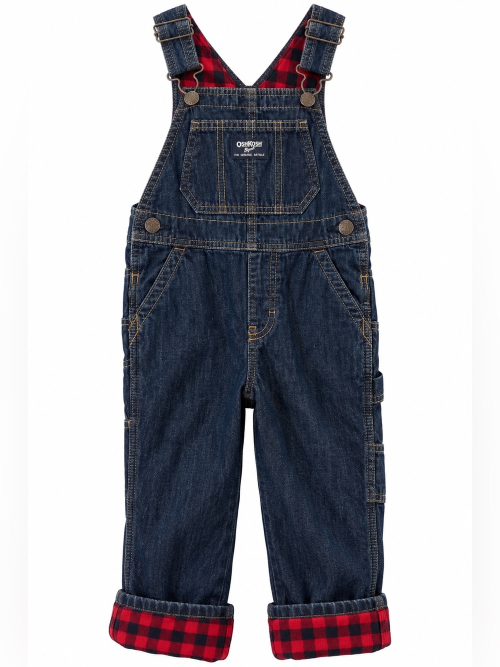 2 t boy OshKosh Buffalo Check Overalls EUC